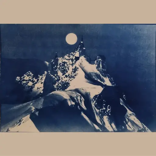 [Cyanotype 17] Snowy Summit